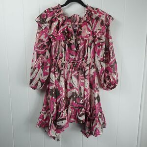 Beulah Style Womens Ruffled Smocked Tunic Small